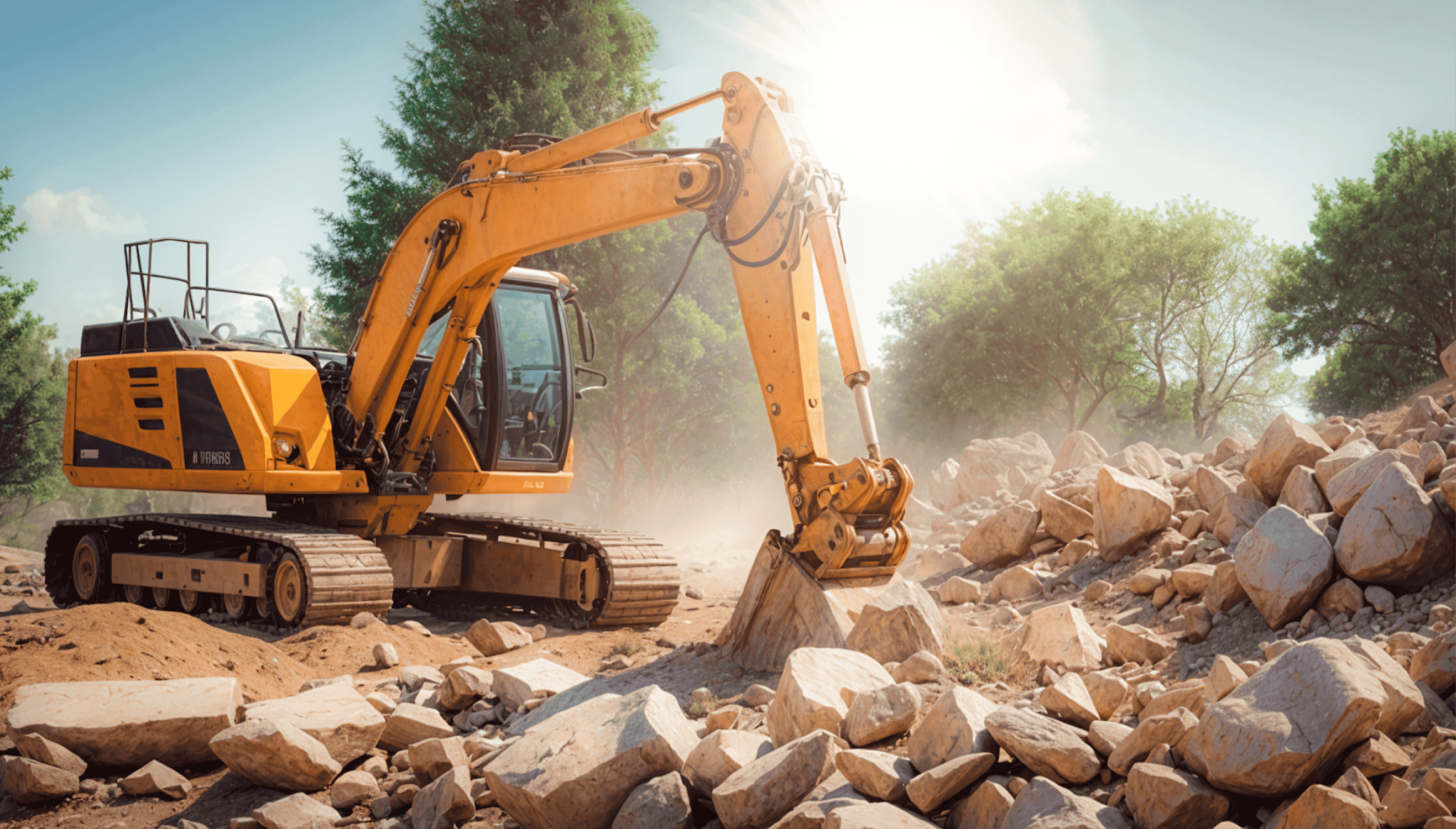 Excavator clearing rubble at a site cleaning operation in Melbourne, efficiently managing demolition waste - Exccell Demolition